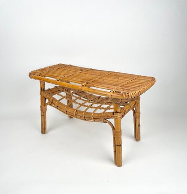 Bamboo & Rattan French Riviera Coffee Table, Italy, 1960s-LYQ-1171332