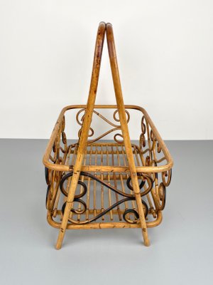 Bamboo & Rattan Magazine Rack Holder, Italy, 1960s-LYQ-1171357