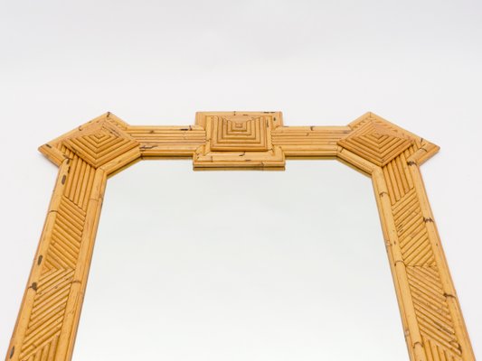 Bamboo & Rattan Mirror by Maurizio Mariani for Vivai Del Sud Roma, 1970s-YJA-985436