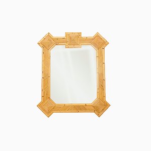 Bamboo & Rattan Mirror by Maurizio Mariani for Vivai Del Sud Roma, 1970s-YJA-985436