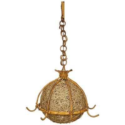 Bamboo Rattan & Rope Chandelier Pendant, Italy, 1960s-LYQ-1171629