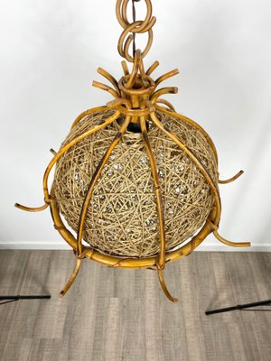 Bamboo Rattan & Rope Chandelier Pendant, Italy, 1960s-LYQ-1171629