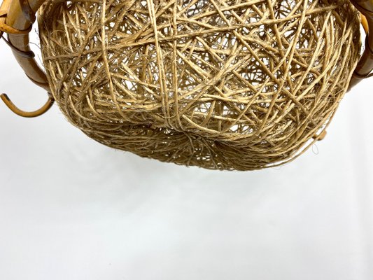 Bamboo Rattan & Rope Chandelier Pendant, Italy, 1960s-LYQ-1171629