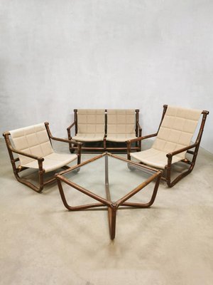 Bamboo & Rattan Safari Sofa, Chairs & Table, Set of 4-BW-1261462