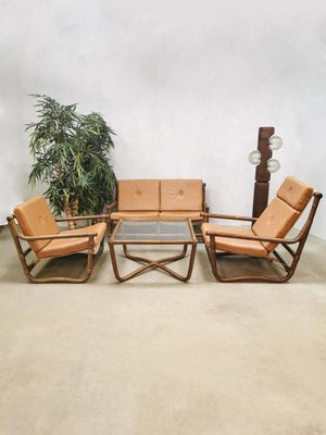 Bamboo & Rattan Safari Sofa, Chairs & Table, Set of 4-BW-1261462