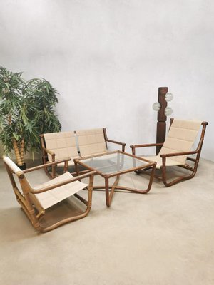 Bamboo & Rattan Safari Sofa, Chairs & Table, Set of 4-BW-1261462