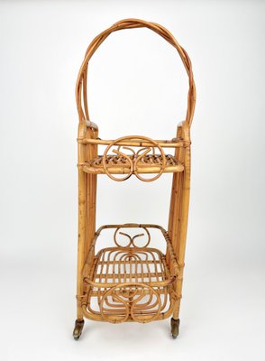 Bamboo & Rattan Serving Bar Cart, France, 1960s-LYQ-1171449