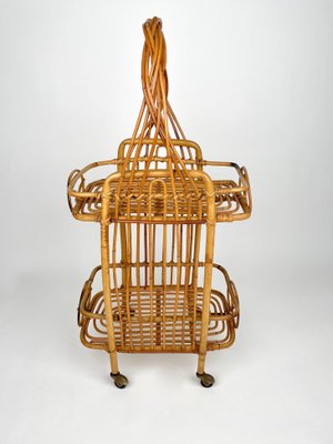 Bamboo & Rattan Serving Bar Cart, France, 1960s-LYQ-1171449