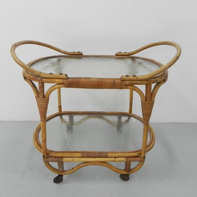 Bamboo Rattan Serving Trolley on Castors-TL-1291883