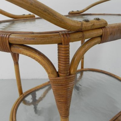 Bamboo Rattan Serving Trolley on Castors-TL-1291883