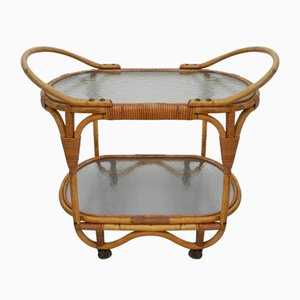 Bamboo Rattan Serving Trolley on Castors-TL-1291883