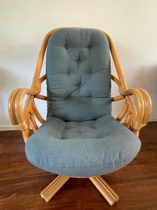 Bamboo & Rattan Swivel Chair, 1970s