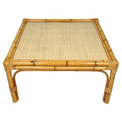 Bamboo, Rattan & Wicker Squared Coffee Table, Italy, 1960s-LYQ-1171308