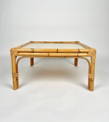 Bamboo, Rattan & Wicker Squared Coffee Table, Italy, 1960s-LYQ-1171308