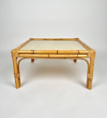 Bamboo, Rattan & Wicker Squared Coffee Table, Italy, 1960s-LYQ-1171308