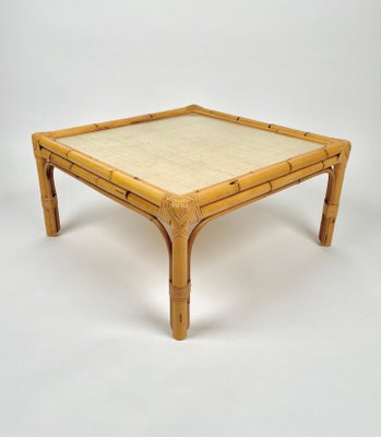 Bamboo, Rattan & Wicker Squared Coffee Table, Italy, 1960s-LYQ-1171308