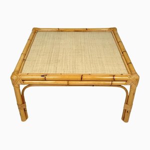 Bamboo, Rattan & Wicker Squared Coffee Table, Italy, 1960s-LYQ-1171308