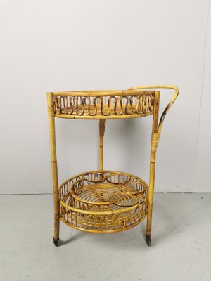 Bamboo Rattan Wicker Trolley, 1950s-PRS-949659