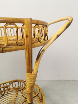 Bamboo Rattan Wicker Trolley, 1950s-PRS-949659