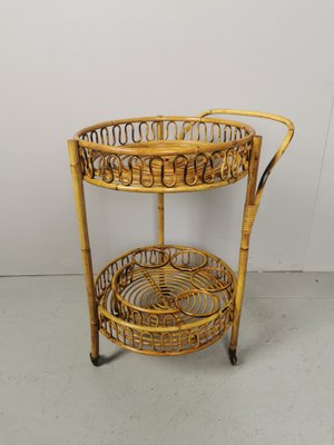 Bamboo Rattan Wicker Trolley, 1950s-PRS-949659