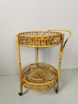 Bamboo Rattan Wicker Trolley, 1950s-PRS-949659