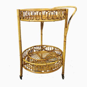 Bamboo Rattan Wicker Trolley, 1950s-PRS-949659