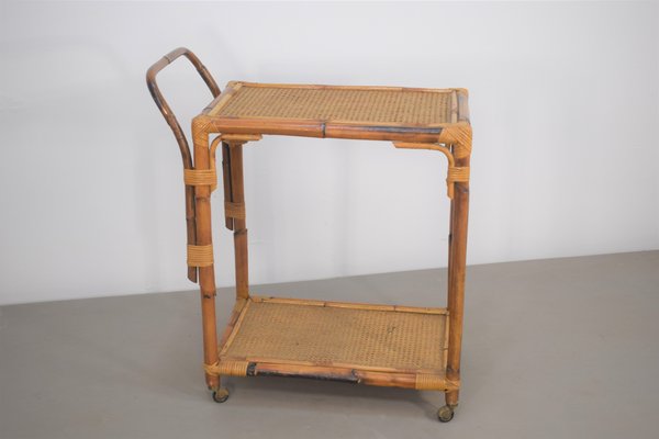 Bamboo Serving Trolley, Italy, 1960s-AOL-1359634