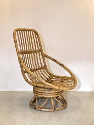 Bamboo Swivel Lounge Chair, 1970s-NPC-1453027