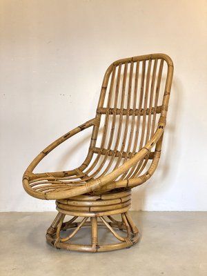 Bamboo Swivel Lounge Chair, 1970s-NPC-1453027