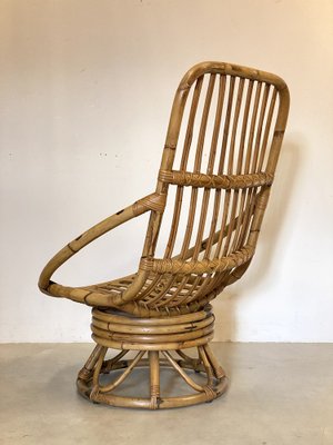 Bamboo Swivel Lounge Chair, 1970s-NPC-1453027