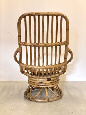 Bamboo Swivel Lounge Chair, 1970s-NPC-1453027