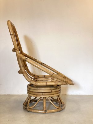 Bamboo Swivel Lounge Chair, 1970s-NPC-1453027