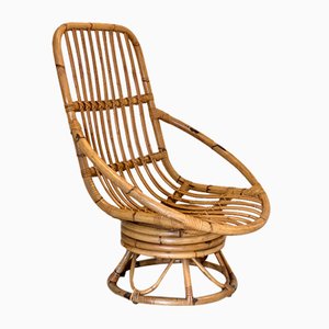 Bamboo Swivel Lounge Chair, 1970s-NPC-1453027