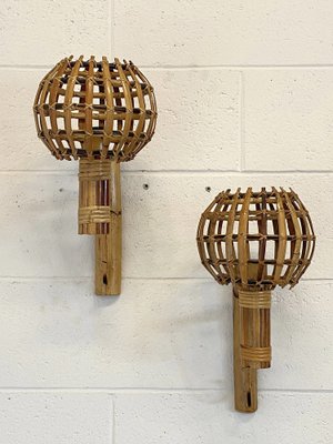 Bamboo Wall Lamps, 1970s, Set of 2-NPC-1720919