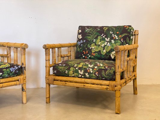 Bamboo & Wicker Armchairs, 1970s , Set of 2-NPC-1285322