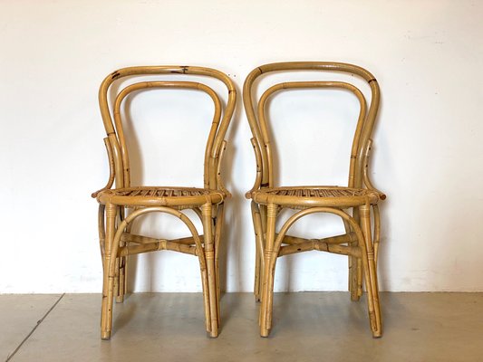 Bamboo & Wicker Chairs, 1970s, Set of 2-NPC-1257256