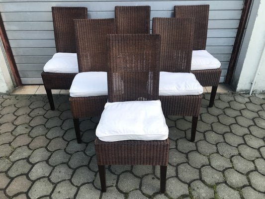 Bamboo Wicker Chairs by Lloyd Loom, 1960s, Set of 6-WQQ-1400993