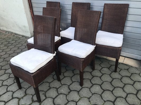 Bamboo Wicker Chairs by Lloyd Loom, 1960s, Set of 6-WQQ-1400993