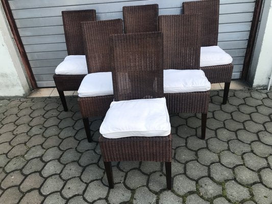 Bamboo Wicker Chairs by Lloyd Loom, 1960s, Set of 6-WQQ-1400993