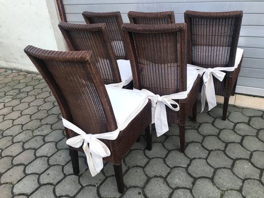 Bamboo Wicker Chairs by Lloyd Loom, 1960s, Set of 6-WQQ-1400993