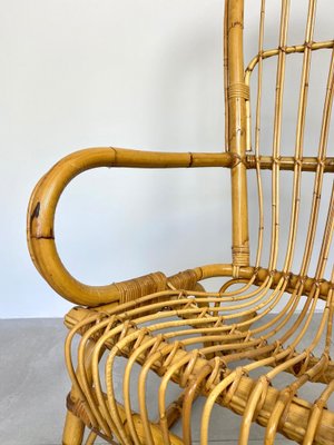 Bamboo Wicker Rocking Chair, Italy, 1960s-LYQ-1171505