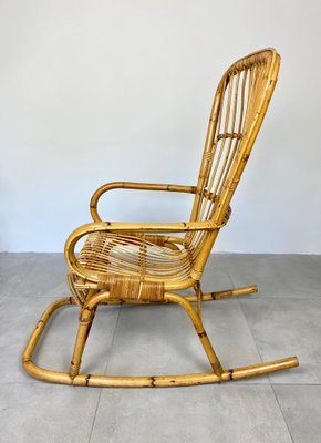 Bamboo Wicker Rocking Chair, Italy, 1960s-LYQ-1171505