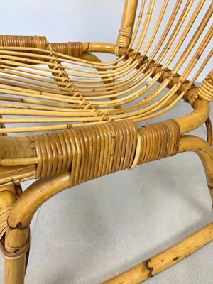 Bamboo Wicker Rocking Chair, Italy, 1960s-LYQ-1171505