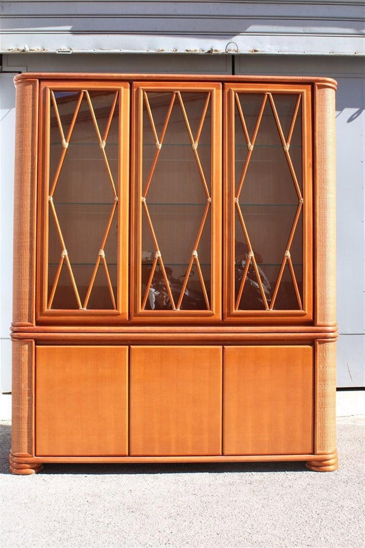 Bamboo & Wood Bookcase from Roberti Rattan, Italy, 1970