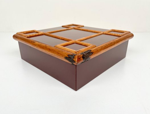 Bamboo & Wood Squared Box by Tommaso Barbi, Italy, 1960s-LYQ-1171388