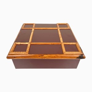 Bamboo & Wood Squared Box by Tommaso Barbi, Italy, 1960s-LYQ-1171388