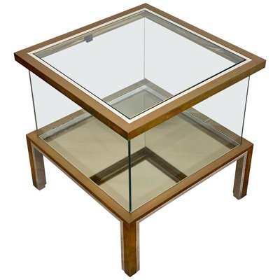 Bar Cabinet Table in Chrome, Brass and Glass, Italy, 1970s-LYQ-1171677