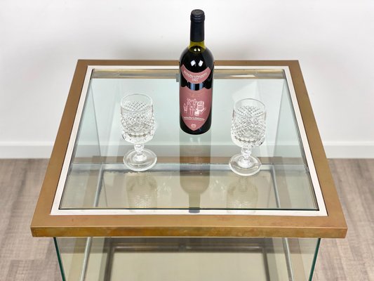 Bar Cabinet Table in Chrome, Brass and Glass, Italy, 1970s-LYQ-1171677