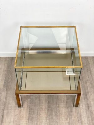 Bar Cabinet Table in Chrome, Brass and Glass, Italy, 1970s-LYQ-1171677