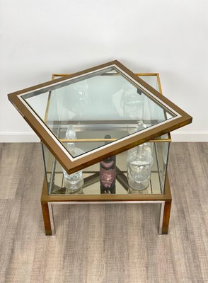 Bar Cabinet Table in Chrome, Brass and Glass, Italy, 1970s-LYQ-1171677